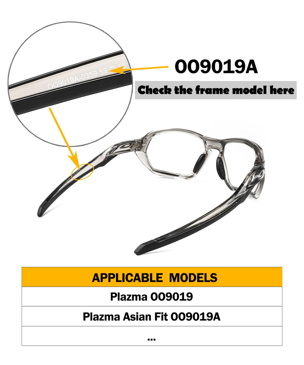 Oakley Plazma OO9019/OO9019A ear socks being attached to temple sleeves