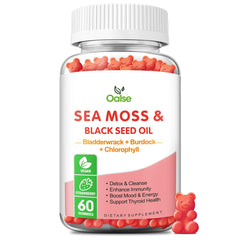 Front view of OALSE Sea Moss Gummies 1-pack packaging
