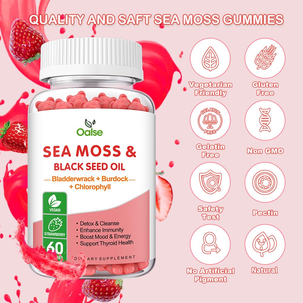8-in-1 potency label for OALSE Sea Moss Gummies