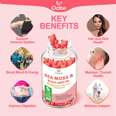 Close-up of sea moss gummies ingredients including Irish sea moss and bladderwrack