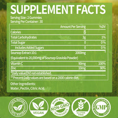 60-count bottle highlighting sugar free and vegan