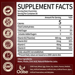 Nutrition label for OALSE Thiamine B1 Gummies