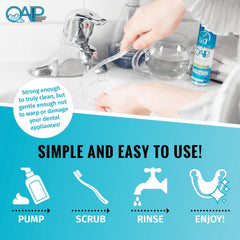 Dentures and retainers being cleaned with OAP Cleaner