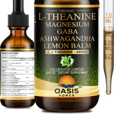 Front-facing bottle of Oasis Force L Theanine 400mg Liquid Drops (2 oz) – vegan, alcohol-free