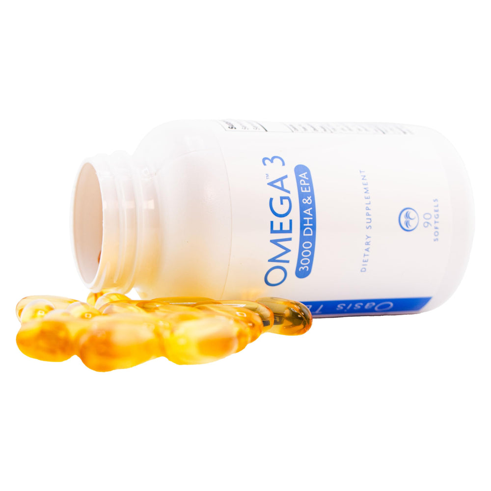 Gluten-free and dairy-free Oasis Tears ON3000 Omega label for clean ingredients