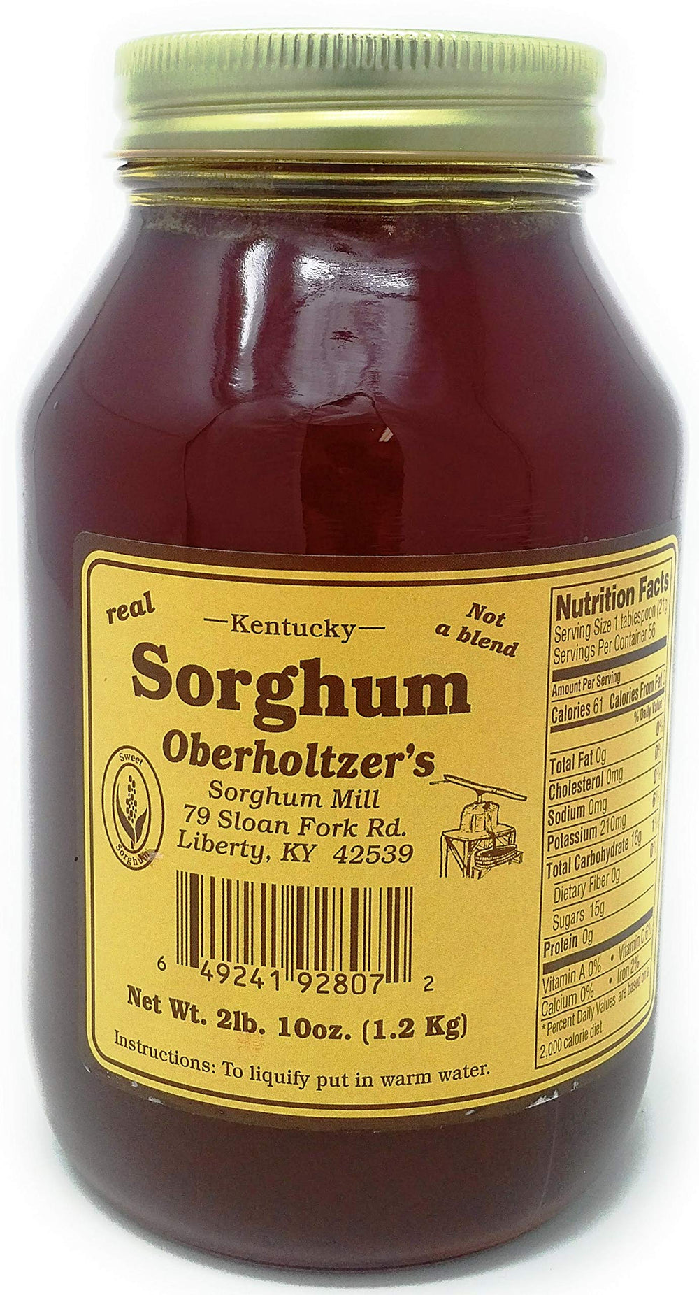 Oberholtzer's Kentucky Sorghum 42oz bottle ready for cooking and glaze applications.