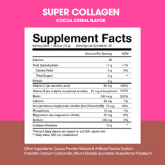 Obvi Multi-Collagen Protein Powder Chocolate Cereal nutrition label