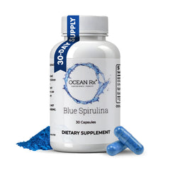 Bottle of Ocean Rx Organic Pure Blue Spirulina Capsules