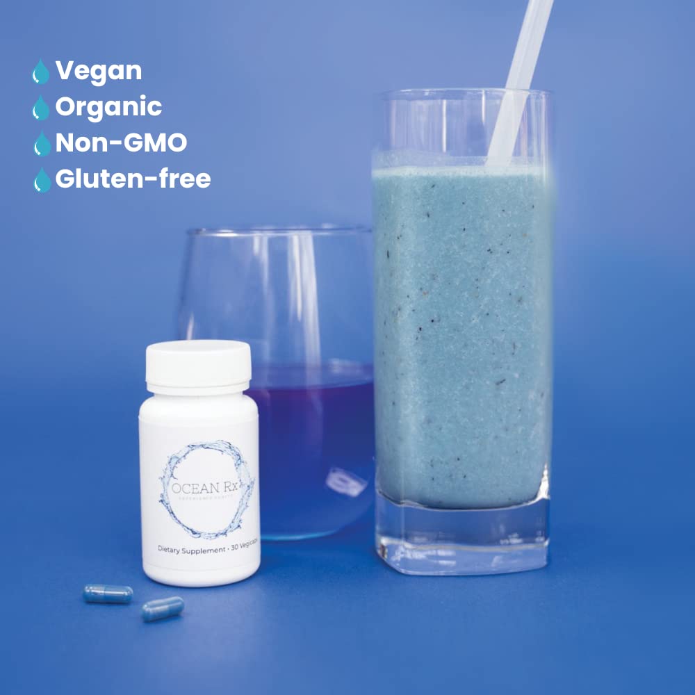 Phycocyanin-rich spirulina illustration highlighting benefits
