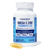 Oceanblue Omega-3 2100 with Vitamin K2 and D3 orange flavor bottle – 60 count (hero)