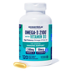 Oceanblue Omega-3 2100 with Vitamin D3 bottle, 120-count