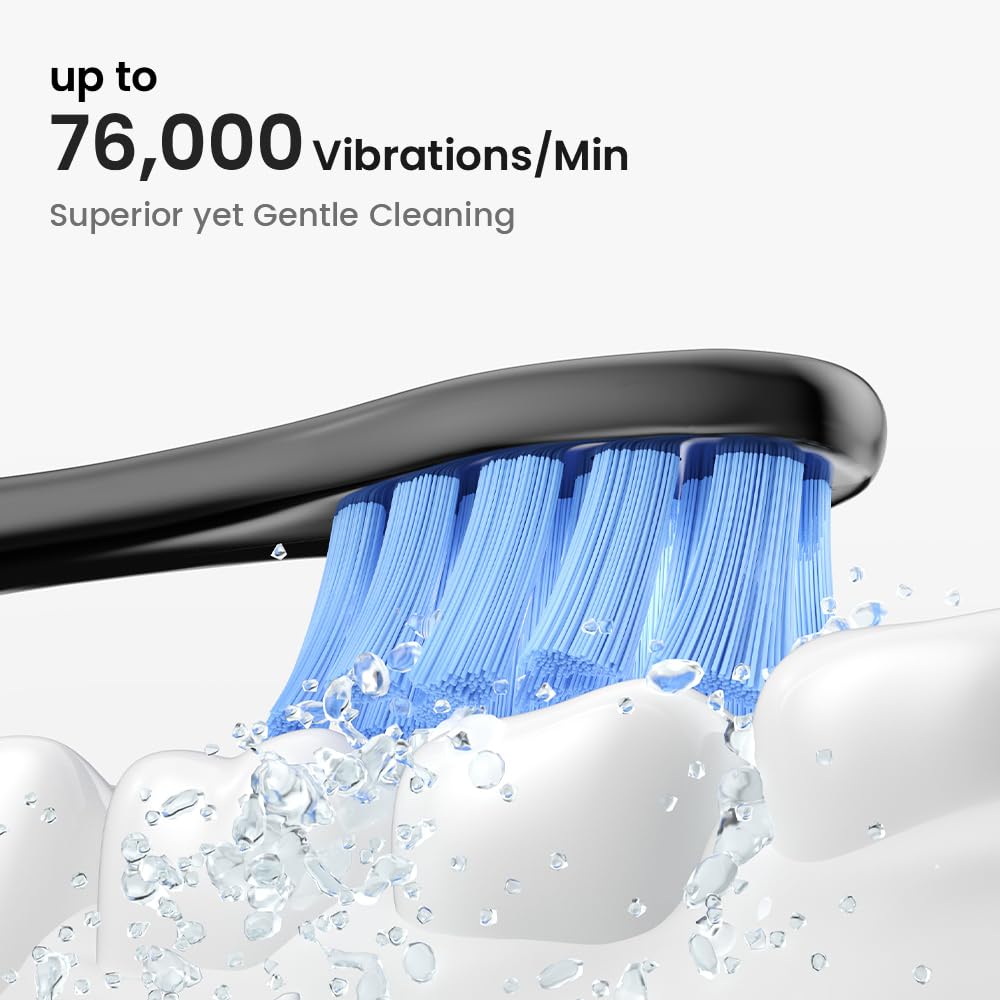 Six replacement brush heads included with the package