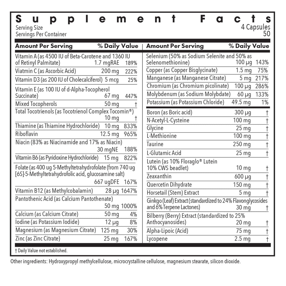 OcuDyne II label and ingredients panel