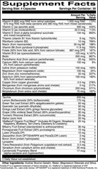 Nutrition panel and ingredients list of OcularProtect