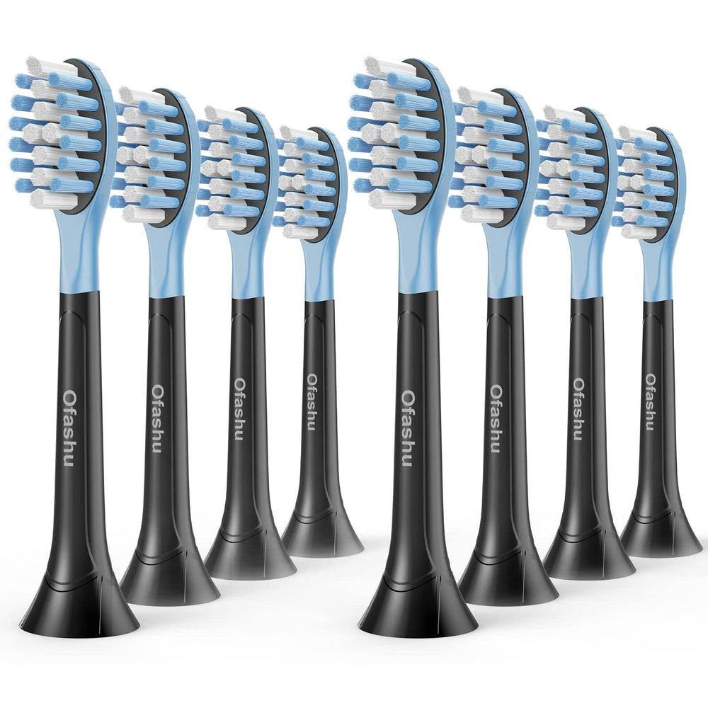 Front view of Ofashu replacement toothbrush heads for Philips Sonicare ProtectiveClean 8-pack in black