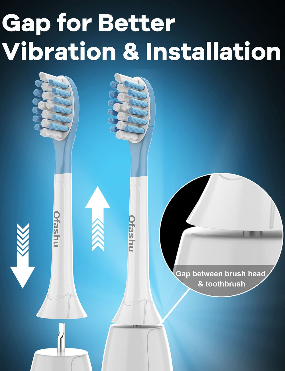 Travel-ready 8-pack replacement heads with protective caps