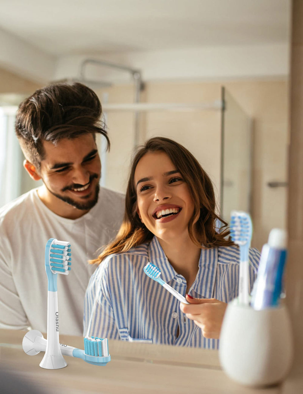 White color and clean design of Ofashu toothbrush heads