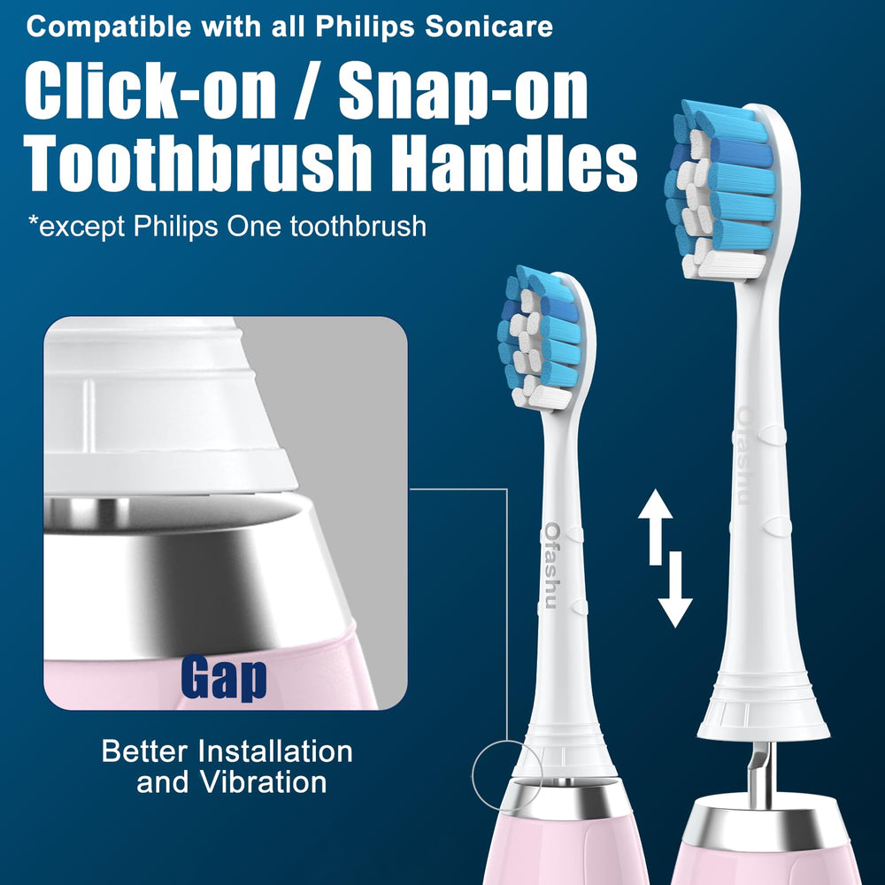 Compatibility illustration for Ofashu brush heads with Philips Sonicare models