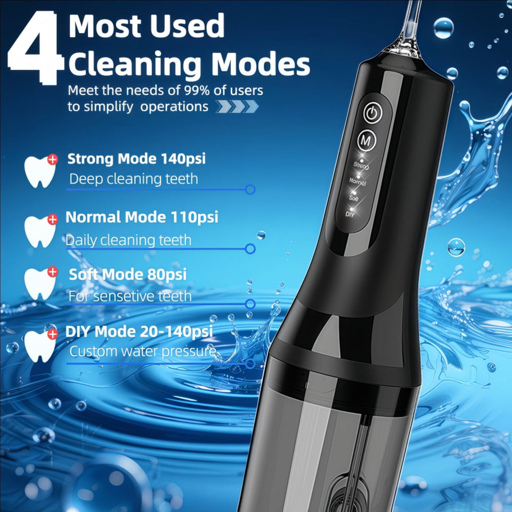 Diagram showing 4 cleaning modes on OFATRYLA flosser