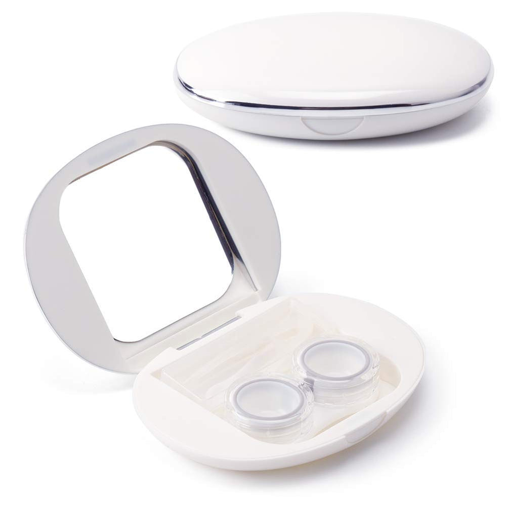 Ofone oval contact lens case in white - front view