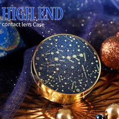 Blue case with mirror and accessories for contact lenses
