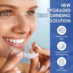 Mouth guard being trimmed to fit two sizes