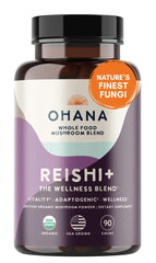 Front label of Ohana Reishi+ bottle