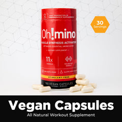 Oh!mino Essential Aminos used during a workout illustrates potential stamina and recovery support.