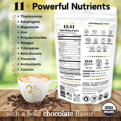 Ingredients panel for OhmYes 1111 Mushroom Coffee + Cacao