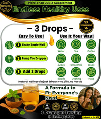 Oregano and black seed oil drops added to water or juice