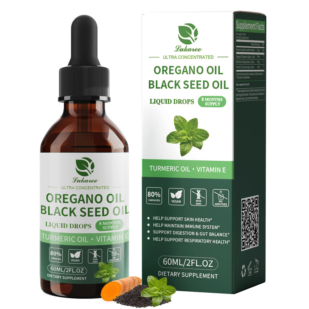 Bottle of oil of oregano with black seed oil, 2 oz