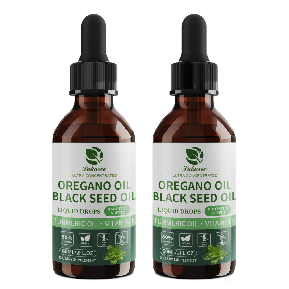 Hero shot of Oil of Oregano with Black Seed Oil 2oz 2-pack