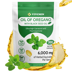 Oil of oregano capsules with black seed oil bottle