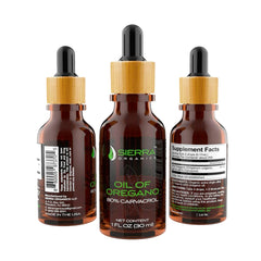 Front view of Sierra Organics Oil of Oregano 30ml bottle