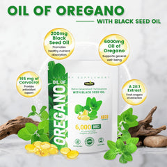 Graphic highlighting carvacrol 165mg and thymoquinone from black seed oil