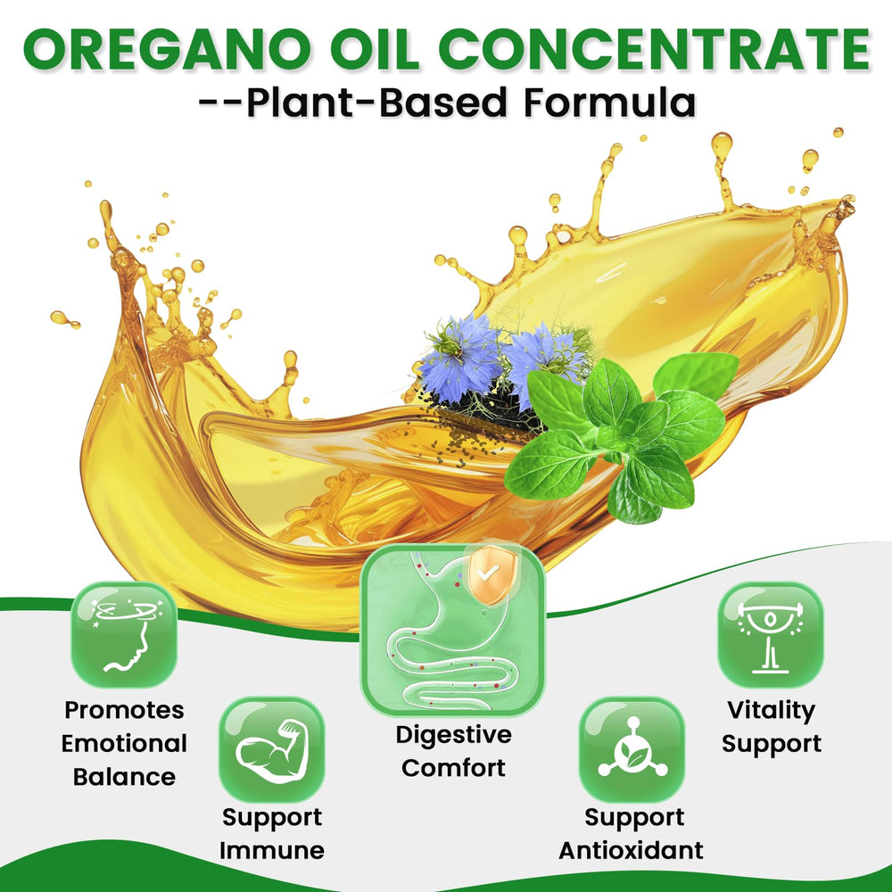 Oregano oil and black seed oil ingredients visual