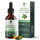 Front view of Oil of Oregano with Black Seed Oil 4-in-1 Drops bottle (1 oz)