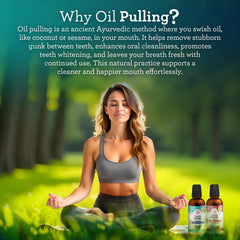 Illustration of how to use oil pulling