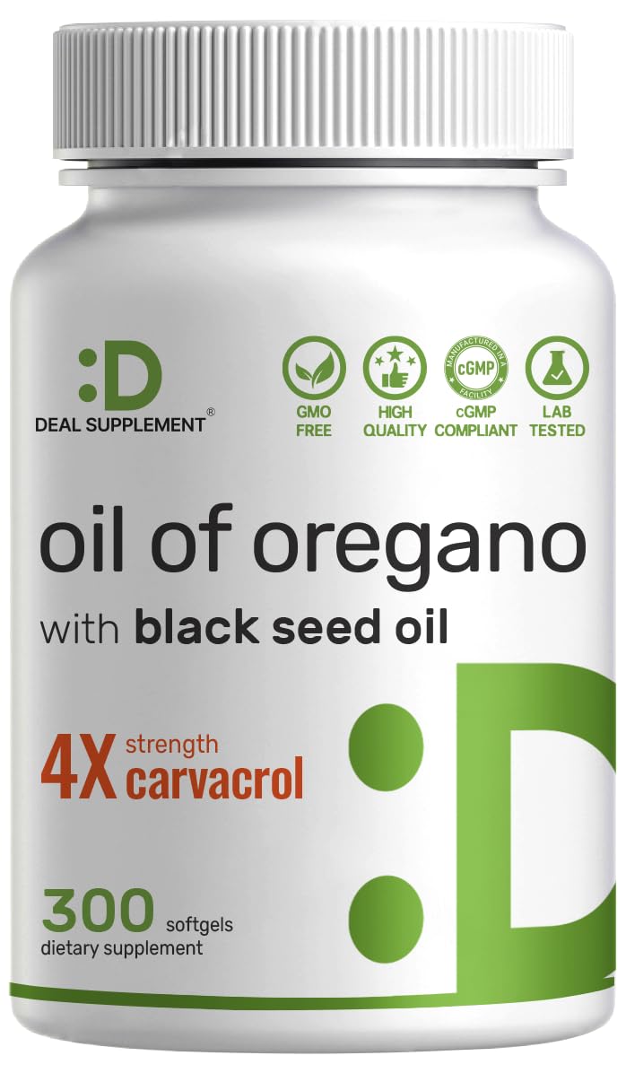 Bottle of Oil of Oregano softgels with 30:1 extract