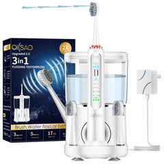 OILSAO electric toothbrush with water flosser combo front view