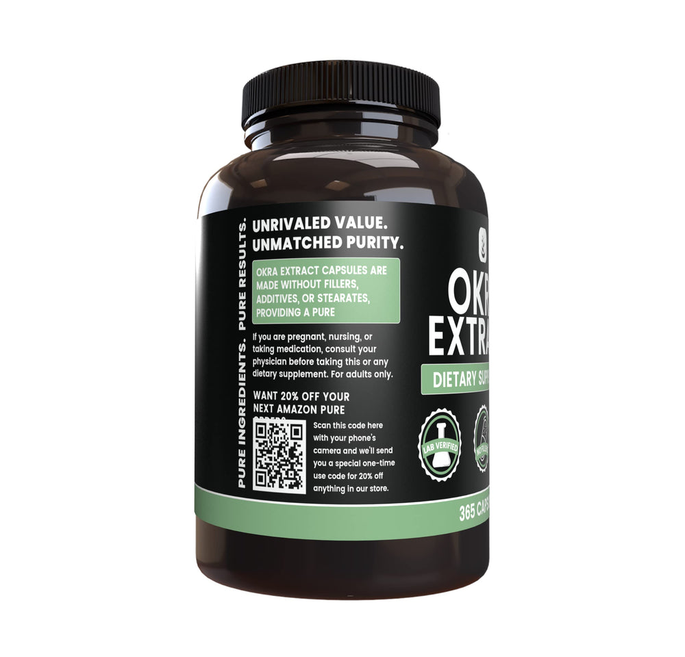 Okra Extract 365 Capsules label