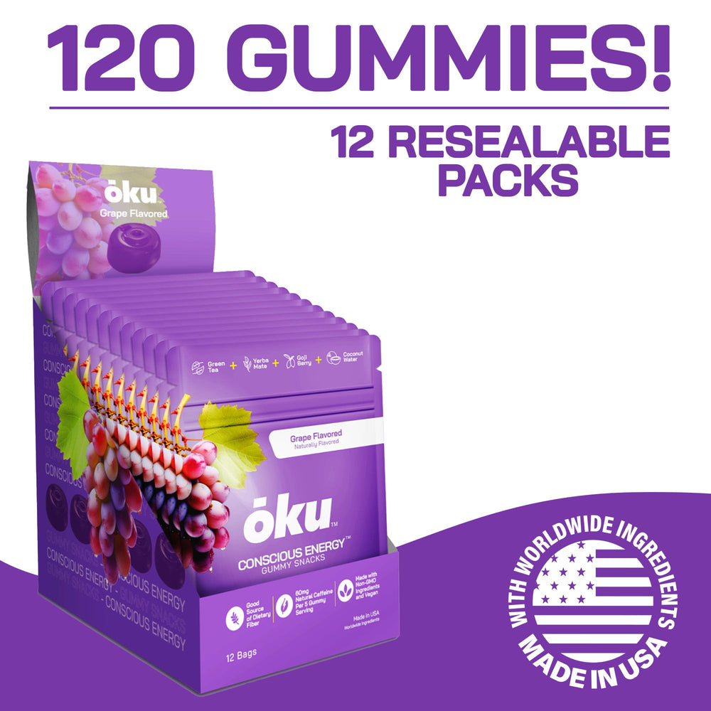 OKU ōku Energy Chews vegan gelatin-free texture and clean ingredients.
