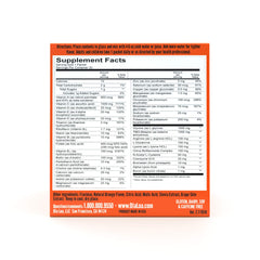 Nutrition facts panel for Ola Loa Energy Orange
