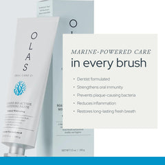 Close-up of toothpaste texture showing sea salt and seabuckthorn oil