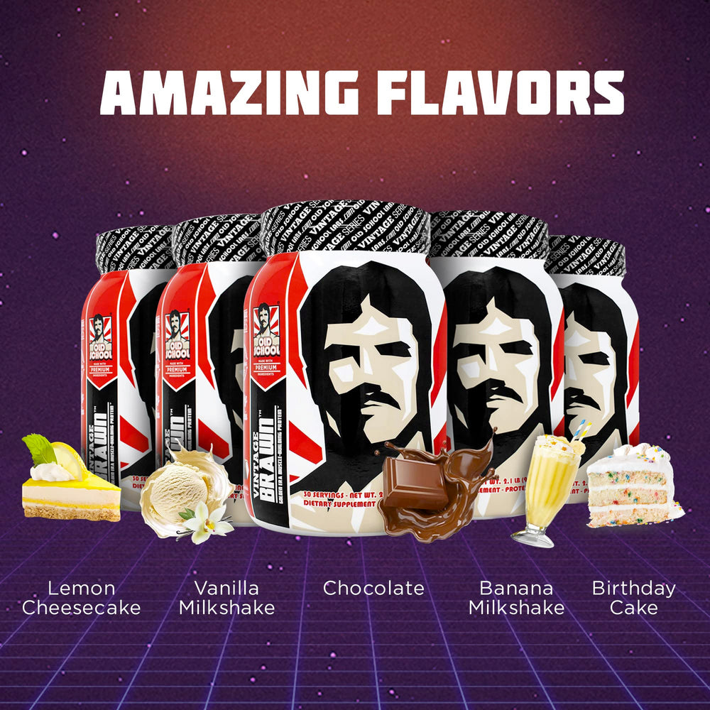 Vintage Brawn post-workout setup with shake and water demonstrates usage.