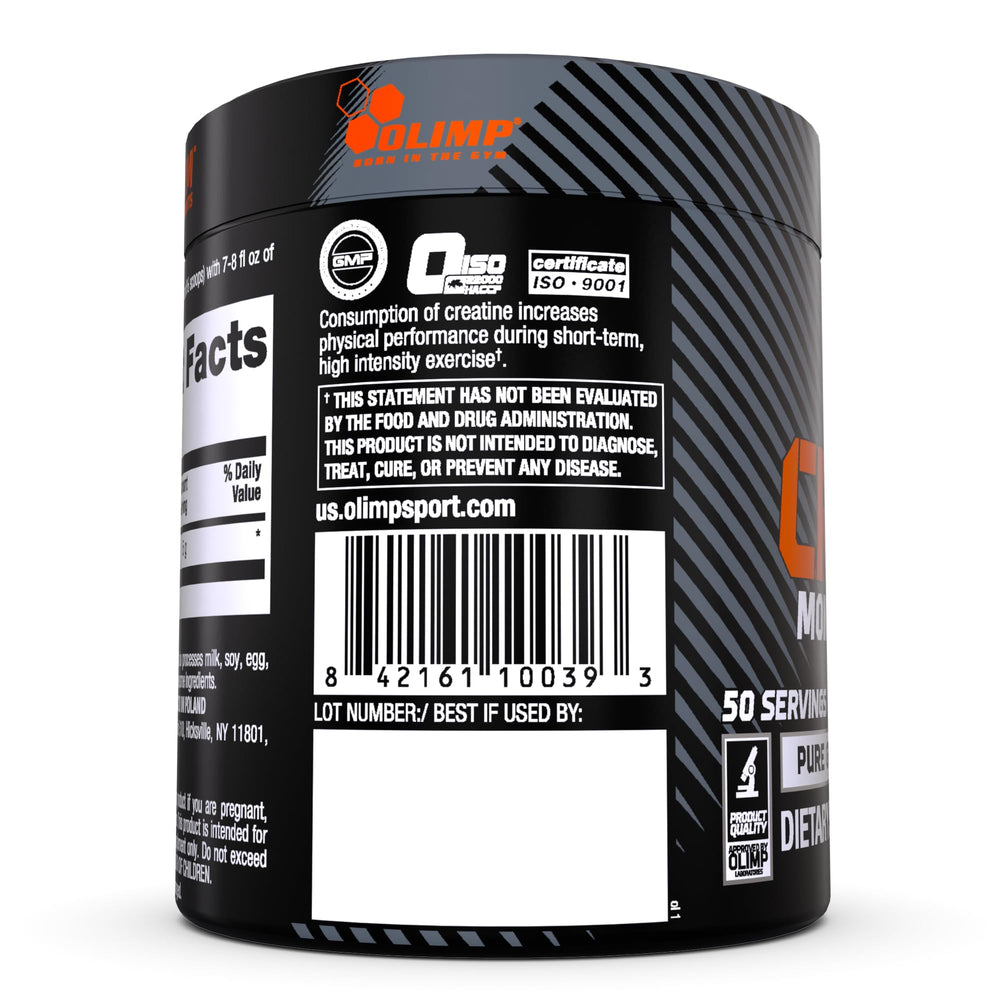 Close-up of micronized creatine monohydrate powder texture