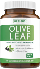 Bottle of Super Strength Olive Leaf Extract Capsules with label