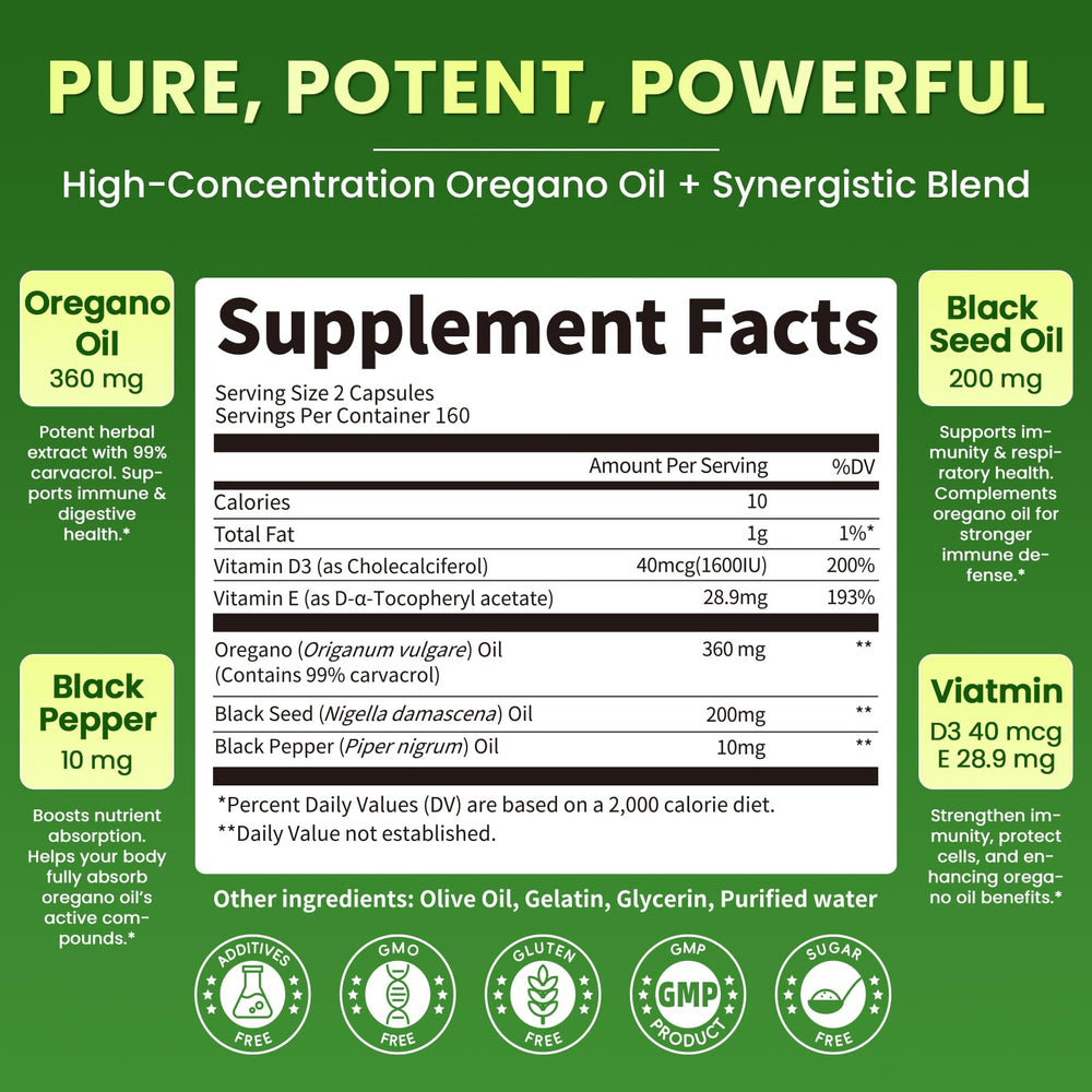 Olive oil buffer within oregano oil softgels