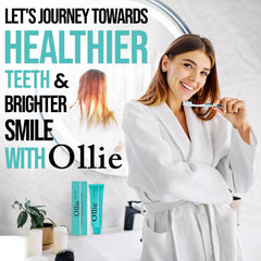 Ollie toothpaste on bathroom counter with fresh mint leaves