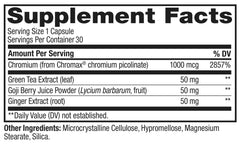 Nutrition facts for OLLY Combat Cravings 30-count bottle